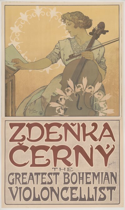 Zde？Ka？最高のボヘミアンチェリストであるErn Er、1913年 作： Alphonse Mucha