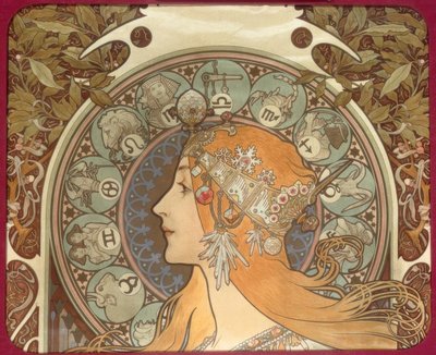 アルフォンス・ミュシャ Alphonse Mucha - Flirt ステンドグラス