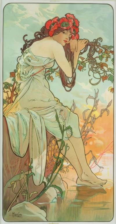 夏 作： Alphonse Mucha