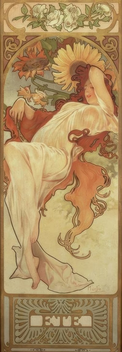 夏 作： Alphonse Mucha