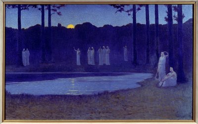 象徴：「Chants de nuit」 アルフォンス・オスベール（1857-1939）の絵画 1896 Sun.0.77x1.24 m パリ、オルセー美術館 作： Alphonse Osbert