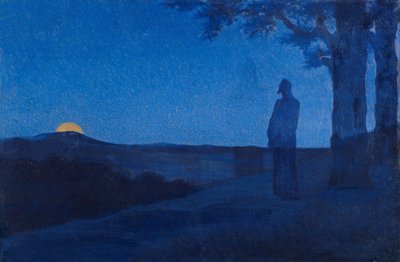キリストの孤独」 Par Osbert, Alphonse (1857-1939).木に油彩、サイズ：37,5x56 作： Alphonse Osbert