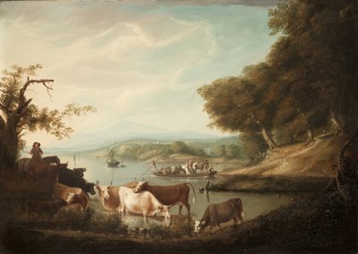 穏やかな水飲み場-牛との広大で無限の情景、1816年 作： Alvan Fisher