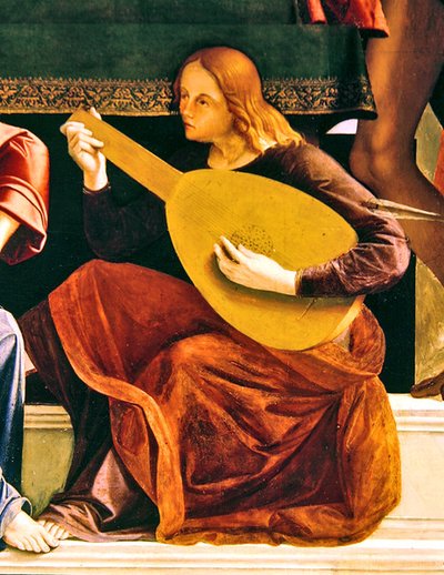 聖アンブローズの祭壇画の詳細 作： Alvise and Basaiti Marco Vivarini