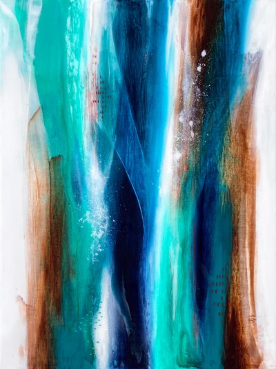 流れるような青と茶色 作： 