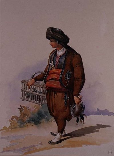 アヒルの売り子、1855年頃 作： Amadeo Preziosi