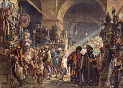 トルコのバザール、1867年 作： Amadeo Preziosi