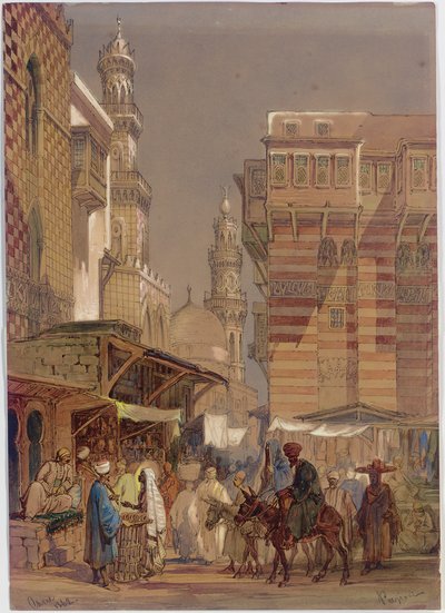 Mu "izz id-Din li-Lah、古いカイロ、1862年の市場の日 作： Amadeo Preziosi