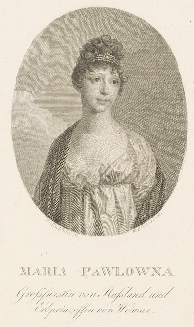 ロシアのマリア・パヴロヴナ大公妃（1786-1859）、ザクセン・ワイマール・アイゼナハ大公妃（1808年）。 作： Amadeus Wenzel Boehm