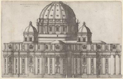 ローマ、サンピエトロ大聖堂の縦断ビュー 作： Ambrogio Brambilla, after Michelangelo