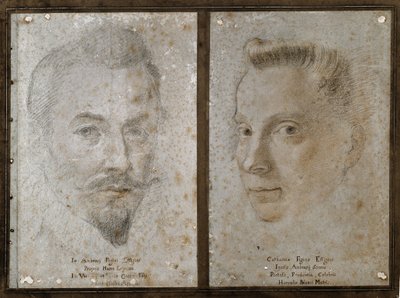 自画像と画家の姉の肖像（ドローイング 作： Ambrogio Giovanni Figino