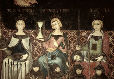 善政の寓意、正義、希望とマグナマニティの詳細、1338-40 作： Ambrogio Lorenzetti
