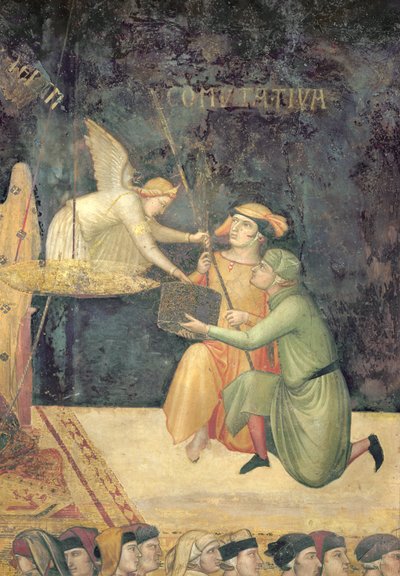 善政の寓意、可換正義の影響の詳細、1338-40 作： Ambrogio Lorenzetti