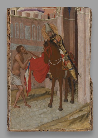 マントを物乞いに分けるトゥールの聖マルタン 作： Ambrogio Lorenzetti