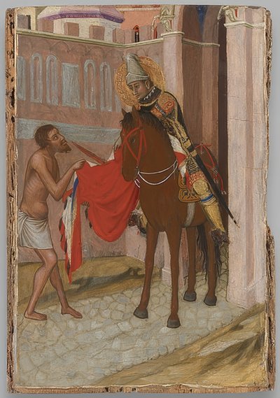 トゥールの聖マルタンは彼のコートを乞食と分け合います。 1340年頃 作： Ambrogio Lorenzetti