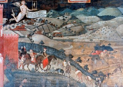 田舎の善き政府の影響、詳細、1338-1340 作： Ambrogio Lorenzetti