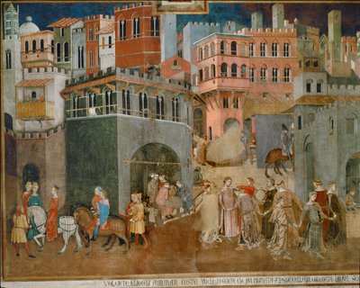 善政の恩恵（フレスコ画） 作： Ambrogio Lorenzetti