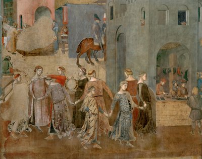 善政の恩恵（フレスコ画） 作： Ambrogio Lorenzetti