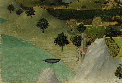 湖のほとりの城の眺め 作： Ambrogio Lorenzetti