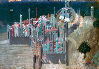 沿岸都市の眺め、c1300-1348 作： Ambrogio Lorenzetti