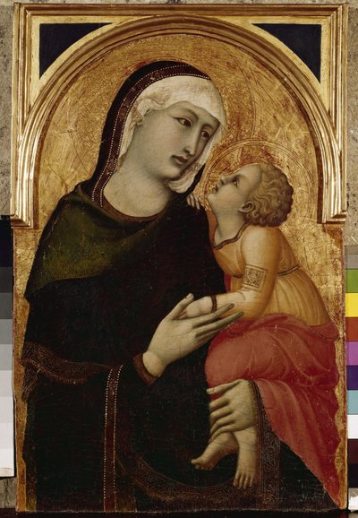 聖母子像（木にテンペラと金箔 作： Ambrogio Lorenzetti