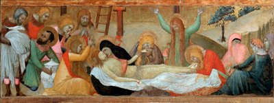 ピエタ（聖母子像のポリプティクのプレデラ） - パネルにテンペラと金 作： Ambrogio Lorenzetti