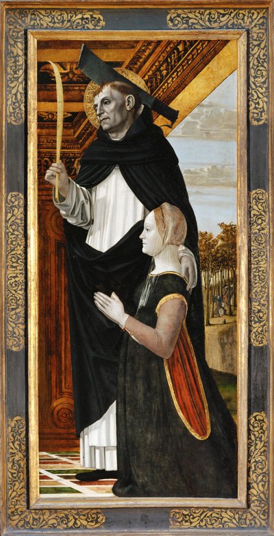 聖ペテロとひざまずく献金者． 作： Ambrogio da Fossano (c.1460-1523)