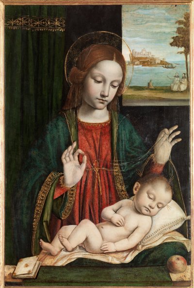 マドンナと眠る子（ヴェールのマドンナ 作： Ambrogio da Fossano (c.1460 1523)