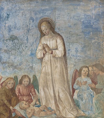 崇拝における聖母と天使、1500-22 作： Ambrogio da Fossano