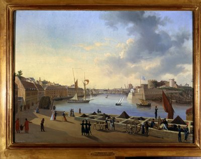 ブレスト港と大砲群-ルイ・ガルネレイによる絵画、1820年頃、油彩・キャンバス、高さ0.330cm、長さ0.460cm。CCIP Coll. 作： Ambroise Louis Garneray