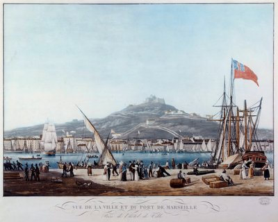 維新後のマルセイユ港の風景 アンブロワーズ・ルイ・ガルネレイ（1783-1857）の水彩画 19世紀 マルセイユ、Musee de la Marine 作： Ambroise Louis Garneray