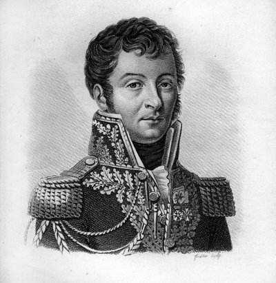 Auguste Julien Bigarré（オーギュスト・ジュリアン・ビガレ）1775-1838年 - 「フランスの勝利と征服に続く将軍たちの肖像」に掲載。1818年にAmbroise Tardieuによって彫られたもの。Stellaコレクション。 作： Ambroise Tardieu