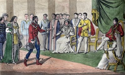 シャルル9世（1550-74）が、弟のアンリ・ダンジュー（1553-1610）がポーランド王に選出されたことを国会で告げられる - ポーランドのディエート（ポーランド議会下院）の大使が、アンジュー公に、将来のフランス王アンリ3世を告げ知らせる。 作： Ambroise Tardieu