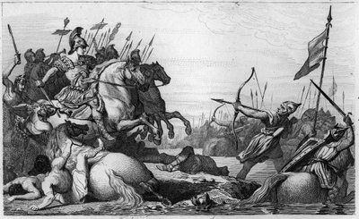 Clodion, The Hairy (c428-47) Aetiusに敗れて橋を渡って退く - Clodion dit "Le Chevelu" (ca. 428-c. 448), Merovingiansの祖先、Salians Francsの指導者 - ClodionはValentinien IIIの将軍Aetiusに敗れた。 作： Ambroise Tardieu