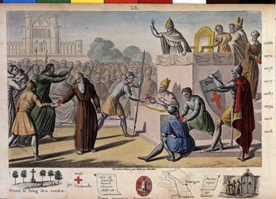 神はそれを望んでいる：クレルモン公会議（現在のオーヴェルニュ地方クレルモン・フェラン（Clermont-Ferrand））で、隠者ペテロは教皇ウルバン2世の前で最初の十字軍を説いた。 作： Ambroise Tardieu
