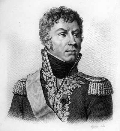Jean Louis Ebenezer REYNIER (1771-1814) - "Portraits of French generals following the victories and conquests of French "にて。1818年にAmbroise Tardieuが描いたもの。Stellaコレクション。 作： Ambroise Tardieu