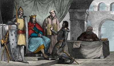 貴族から忠誠の誓いを受けるスタンメラーのルイ2世（848-79年）。 作： Ambroise Tardieu