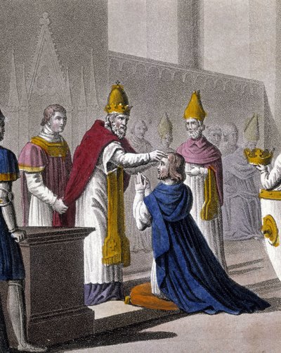 ルイ2世は、879年にジョン8世によってトロワ公会議で2度目の聖別を受けた（33595の詳細）。1825年にAmbroise Tardieuがデザイン、彫刻したもの。 作： Ambroise Tardieu