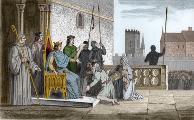 いたずら者のルイ10世（1289年～1316年）が農奴を解放 - カペー朝のルイ10世（1289年～1316年）は、王国内の農奴をすべて解放したことで知られていますが、その農奴を強制的に解放して自由を取り戻させました。 作： Ambroise Tardieu