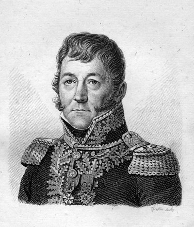 帝国男爵、砲兵旅団長クロード・プロスト（1764-1834）の肖像-「Portraits des generaux francais en suite les victoires et conquetes des Francais」に掲載。1818年にAmbroise Tardieuによって作られたお墓。ステラコレクション。 作： Ambroise Tardieu