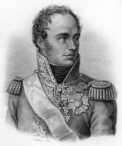 イタリア総督のユージン・ローズ・ド・ボーアルネ（1781-1824）の肖像-「フランスの勝利と征服に続くフランス人将軍の肖像」より1818年にAmbroise Tardieuが描いたもの。Stellaコレクション。 作： Ambroise Tardieu