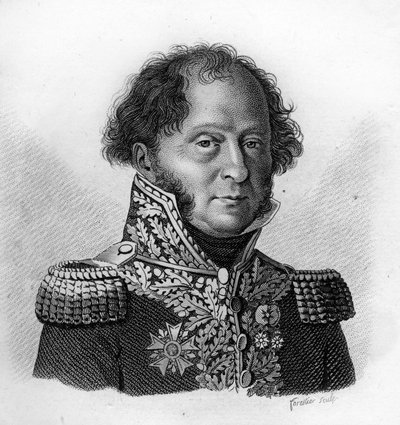 Gabriel BARBOU DECOURRIERES将軍（1770 - 1839）の肖像 - 「フランスの勝利と征服に続くフランス人将軍の肖像」に掲載。1818年にAmbroise Tardieuが描いたもの。Stellaコレクション。 作： Ambroise Tardieu