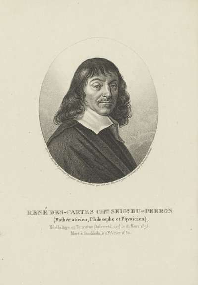 哲学者ルネデカルト1596-1650、1820年頃の肖像。 作： Ambroise Tardieu