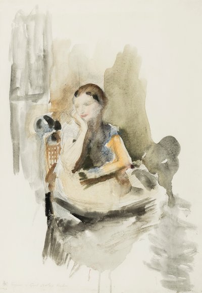 ヘレン、1917年（紙に鉛筆、ブラシ、トイレ） 作： Ambrose McEvoy