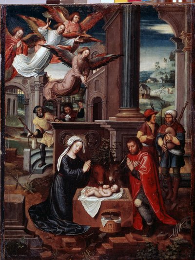 「降誕」 アンブロシウス・ベンソン (1495-1550) による絵画 16 世紀 エルミタージュ美術館、サンクトペテルブルク 作： Ambrosius Benson