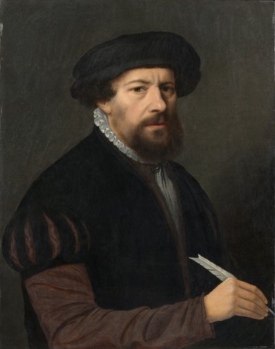 クイルを持つ男、16世紀 作： Ambrosius Benson