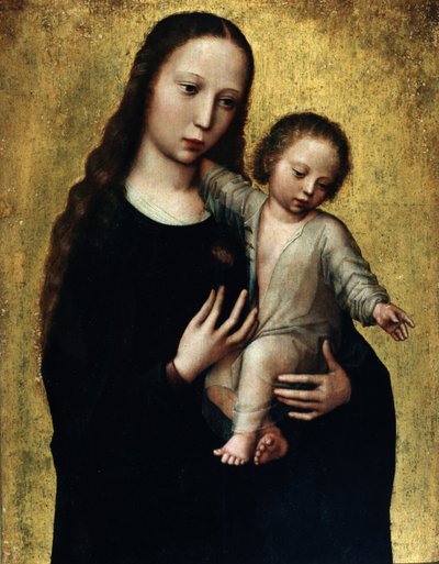 シャツを着た子供イエスと聖母マリア 作： Ambrosius Benson