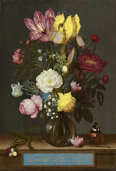 ガラスの花瓶の花の花束 作： Ambrosius the Elder Bosschaert