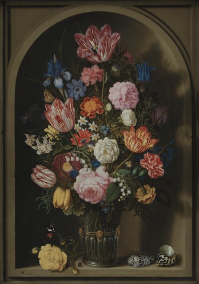 石のニッチの花の花束 作： Ambrosius the Elder Bosschaert