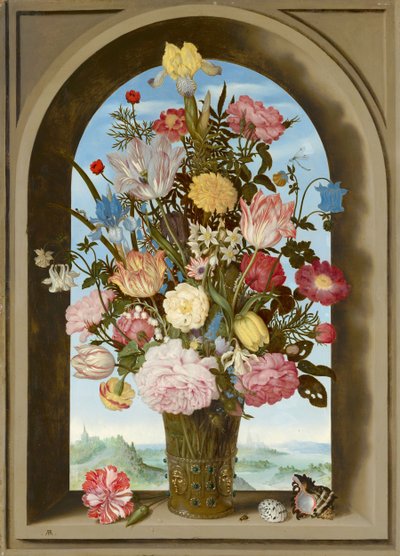 窓の中の花瓶、c.1618 作： Ambrosius the Elder Bosschaert